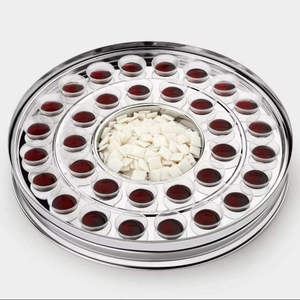 EXCLUSIVE Durable Stainless Steel Deluxe Communion Tray with <b>Mirror</b> Finish 33 Cups No Lid No Bottom Ring for Church Use - Product Image 1