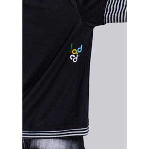 เสื้อยืดโอเวอร์ไซส์ผ้าฝ้ายสองชั้นแบบมีลายปะติดสไตล์สตรีทแวร์ แขนยาว ใส่ได้ทั้งผู้ชายและผู้หญิง - Product Image 5