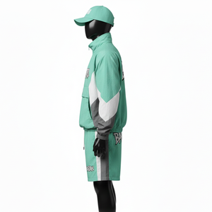 Ensemble coupe-vent premium léger en tissu polyester et nylon tissé, panneaux color block, logo personnalisé par transfert thermique, grandes tailles - Product Image 3