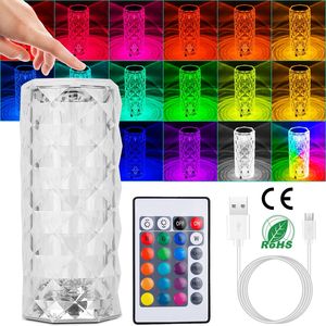 Lampada da Tavolo Dimmerabile a Forma di Rosa con Cristalli, Controllo Remoto e Touch, Luce Notturna per Feste - Product Image 1