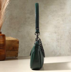 Sac à bandoulière vert en cuir véritable pour femme, mini sac à main à poignée supérieure, artisanat du cuir - Product Image 1