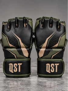 QST หนัง PU ถุงมือ MMA ถุงมือฝึกซ้อมแบบไร้นิ้ว ถุงมือศิลปะการต่อสู้ ถุงมือชกมวยแบบมืออาชีพ - Product Image 3