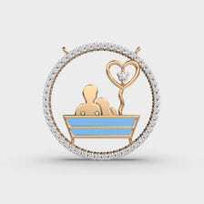 Collar con Colgante de Diamante Cultivado en Laboratorio |   Diseño de círculo con símbolo de corazón |   Amuleto Romántico de Oro con Diamantes |   Regalo Significativo - Product Image 2
