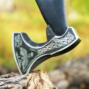 Hacha de Acero Inoxidable 1095 con Parte Posterior Plana y Mango de Madera para Camping, Caza, Bricolaje y Trabajos en Madera - Personalizable - Product Image 3