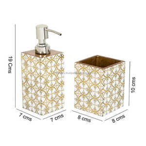 Elegante Juego de Baño de Ocho Piezas con Incrustaciones de Hueso para Uso Doméstico y Hotelero, Diseño Artístico Clásico con Acabado Brillante de Alta Calidad - Product Image 3