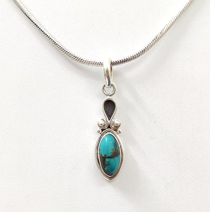 Pendentif Goutte d'Eau Turquoise en Argent Sterling 925, Sertissage Clos, Solitaire Classique, Unisexe, Usage Quotidien - Product Image 3