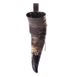 Journeyman, cuerno de buey pulido de 15 pulgadas, cuerno vikingo para beber, funda de cinturón de cuero genuino, saco de regalo de arpillera, artesanías naturales náuticas - Product Image 1