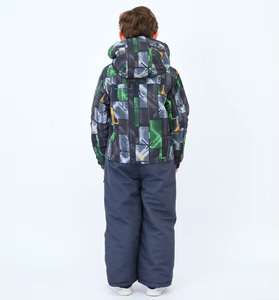 High Quality For Boys <b>Waterproof</b> Snow Ski <b>Suit</b> Hooded Jacket With Sublimation Print Polyester Material Warm Outdoor Wear <b>Suits</b> - Product Image 3