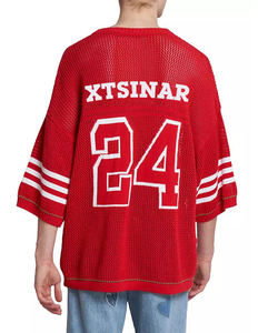 Custom LOGO <b>Men</b> Hollow Out Sweater Summer Short Sleeve Crew Neck Knitwear Football <b>Pullover</b> Casual Jumper <b>Men</b> Knitted Jersey - Product Image 4