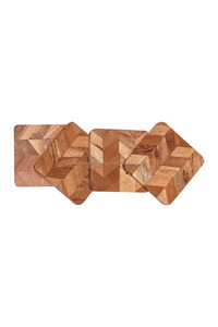 Sous-verres rectangulaires en bois naturel, design écorce d'arbre, écologiques, modernes, épaisseur 10 mm, pour boissons, vins, diamètre <300 mm - Product Image 3
