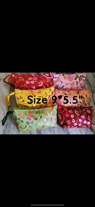 Ethnic Indian Embroidered Silk <b>Pouch</b> Set Elegant Traditional Rajasthani Style Handcrafted Floral Clutch Purses - Product Image 2