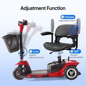 Scooter Elettrico Pieghevole a 3 Ruote per Adulti, Sedia a Rotelle Motorizzata Robusta con Cestino per Anziani - Product Image 2