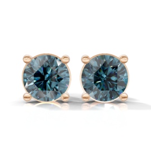 Heerani Jewels Natural Round London Blue Topaz 925 <b>Sterling</b> <b>Silver</b> Classic <b>Stud</b> Vermeil Rose Gold Unisex <b>Earrings</b> - Product Image 4