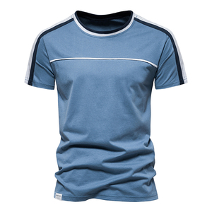 Camiseta Deportiva Casual de Manga Corta para Hombre, Cuello Redondo, Secado Rápido, Ajuste Regular, Tejido de Poliéster, Color Sólido, Azul - Product Image 1
