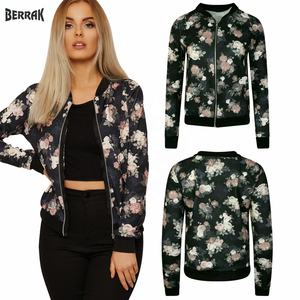 Womens Ladies Jackets Bomber Floral Flower Print Biker Coats Casual Outwear 8-22 - Product Image 2