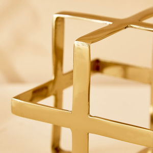 Conjunto de Esculturas Geométricas Modernas en Forma de Cubo Dorado, Portavelas de Metal, Decoración para Mesa del Hogar, Adornos Decorativos, Figura Dorada de Estilo Rústico - Product Image 5