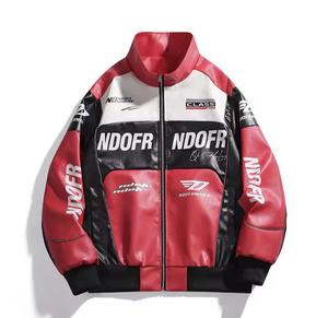 Men's Genuine <b>Jacket</b> <b>Punk</b> Motorcycle Style Teen Collar Plain Dye Canvas Genuine Foreign Trade - Product Image 1