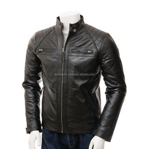 Chaqueta de cuero negra personalizada para hombre, moda informal de invierno, venta al por mayor - Product Image 6