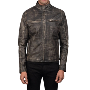 Chaqueta de Cuero Negra Personalizada para Hombre, Estilo Café Racer, Chaqueta de Motero Vintage Premium, Fabricante de Ropa de Marca Privada OEM, Proveedor Mayorista - Product Image 1