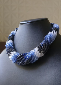 Luxury Burma Blue Sapphire 20 Layer <b>Necklace</b> Handmade Natural Sapphire Beaded Jewelry 20 Inch <b>Statement</b> <b>Necklace</b> - Product Image 4