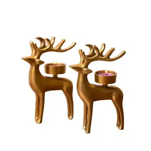 金属鹿雕塑T灯烛台优质家居装饰奢华鹿烛台圣诞用品