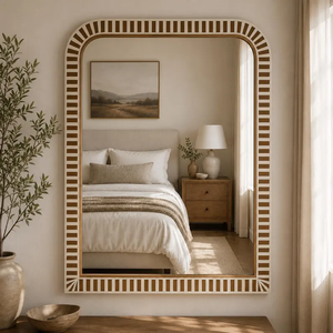 Marco de espejo con incrustaciones de hueso hecho a mano - Elegante decoración de pared artesanal con incrustaciones de hueso - Product Image 3