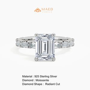 Elegant <b>Emerald</b> Cut Sterling <b>Silver</b> <b>Ring</b> for Women Engagement Wedding Anniversary Party Daily Wear Gift USA - Product Image 6