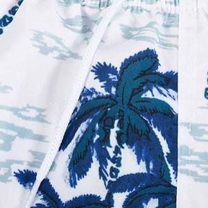 Shorts de bain pour hommes à imprimé palmiers, séchage rapide, taille élastique avec cordon de serrage, pour vacances d'été tropicales, vente en gros de maillots de bain - Product Image 4