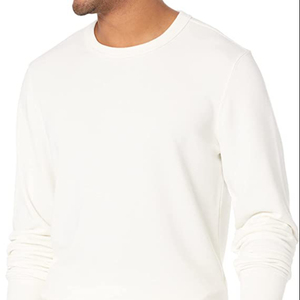 Men's <b>White</b> Crew Neck Long Sleeve Pullover <b>Sweatshirt</b> Regular Fit Knitted 100% Cotton Casual Autumn Wear <b>Sweatshirt</b> - Product Image 1