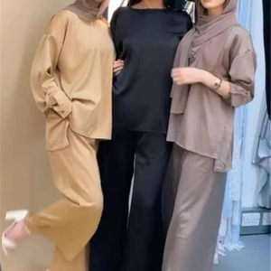 Abaya musulmane moderne de luxe à manches longues et col bateau pour femme, style Dubaï, modeste, islamique, décontractée, respirante, légère, longueur au sol - Product Image 1