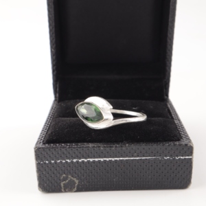 <b>Indian</b> Handmade Adjustable Green Tourmaline Gemstone Brass <b>Ring</b> 925 Sterling Silver Plated Jewellery For Women And Girls Wear - Product Image 3