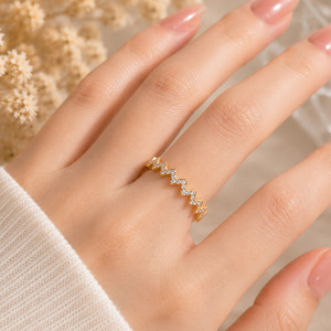 Women Heartbeat Zigzag Band Round Brilliant Cut 925 Silver <b>Fine</b> <b>Ring</b> - Product Image 6