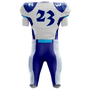 Custom Sublimated American Football Jersey <b>Men's</b> Short Sleeve Fitted Moisture Wicking White Blue Team Custom Sublimated American - Product Image 3