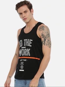 Débardeur noir sans manches pour homme avec imprimé « Do The Work », col rond, style décontracté, coton respirant, coupe ajustée - Product Image 5