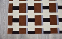 Geometrisches Muster Woll-Teppich mit Niedrigem Flor Rechteckiger Teppich mit Latex-Rückseite Modernes Karo-Design Handwäsche/Chemische Reinigung Wohnzimmer Schlafzimmer