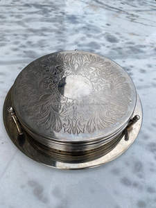 Top Quality <b>Sets</b> of 4 <b>Holder</b> <b>with</b> Lining Brass <b>Coaster</b> <b>With</b> Silver Finished Handmade Tableware <b>Coasters</b> & Sublimation <b>Coaster</b> - Product Image 6