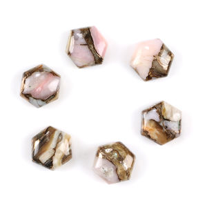 โอปอลสีชมพูธรรมชาติทรงหกเหลี่ยมขนาด 10 มม. แบบหลังแบน สำหรับงาน DIY เครื่องประดับ - Product Image 1