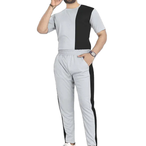Men Color Blocking <b>Tracksuit</b> Set Lightweight Quick Dry Sportswear Summer Gym Training Outfit Crew Neck Short Sleeve Regular Fit - Product Image 6
