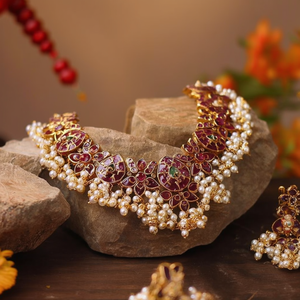 <b>Ruby</b> Kemp Stone <b>Necklace</b> Fashion Jewelry Set - Product Image 3