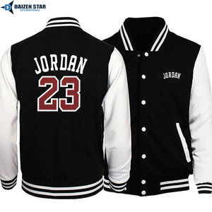 Men's Varsity Jacket Black White Sleeve Patchwork Print Preppy Style Autumn Wear Polyester Material - Product Image 5