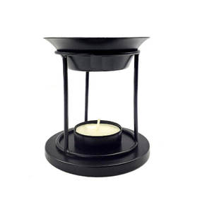 Black Metal Perfume Lamp Aromatherapy <b>Diffuser</b> <b>Tea</b> Light Holder All-Season Use for Bedroom and Bathroom Fragrance - Product Image 1