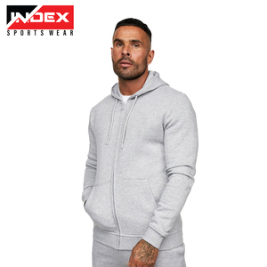 เสื้อฮู้ดซิปผู้ชาย INDEX SPORTSWEAR ทรงปกติ สีพื้น สวมใส่สบายๆ สำหรับฤดูใบไม้ร่วง ผลิตจากผ้าฝ้าย 100% แบบเฟรนช์เทอร์รี่ - Product Image 3