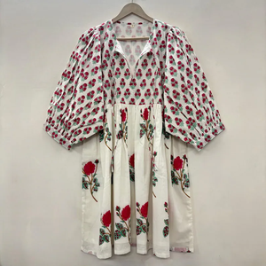 Vestido Casual Midi para Mujer, Tejido 100% Algodón, Liso, Manga Corta, Cintura Imperio, Estilo Babydoll, Cuello en V, Holgado, Funcional - Product Image 1