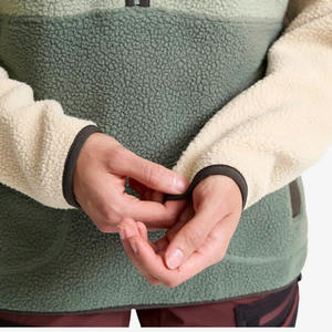 Veste polaire pour femme à demi-zip personnalisée OEM de haute qualité, col montant, chaude pour l'hiver, en polyester recyclé, style Sherpa - Product Image 4