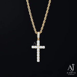 Christian Cross Pendant <b>Iced</b> <b>Out</b> Party 925 Sterling Silver Rhodium Plated Unisex <b>Chain</b> Necklace Gift Jewelry - Product Image 1