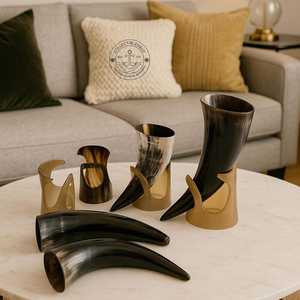 Organic Eco-Friendly Carved Viking <b>Drinking</b> <b>Horn</b> with Animal Design-Medieval Beverage Container for Art Collectibles - Product Image 1