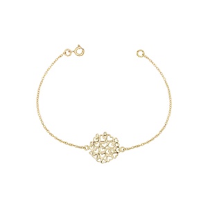 Pulsera de Cadena con Medallón de Corazones Calados en Plata de Ley 925 Bañada en Oro al por Mayor - Joyas Memoria - Product Image 1