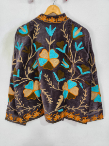 เสื้อแจ็คเก็ตปักลายซูซานีผ้ากำมะหยี่สำหรับผู้หญิง ระบายอากาศได้ดี ลายดอกไม้ งานฝีมือทำมือ เสื้อแจ็คเก็ตผู้หญิง ดีไซน์สวยงาม - Product Image 2