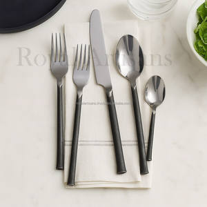 Luxury Modern <b>Cutlery</b> Set 5 Piece Flatware with <b>Black</b> Stainless Steel Handle for Dining Weddings Home Hotel or Gift Use - Product Image 1