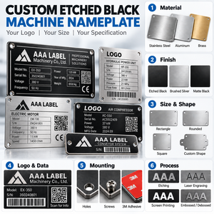 Placa de Identificación de Acero Inoxidable, Placa Técnica Grabada Personalizada para Fabricantes de Maquinaria Industrial - Product Image 6